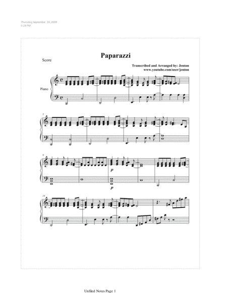 Paparazzi (arr. Jenton Lee)