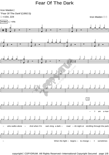 Fear Of The Dark (arr. COPYDRUM)