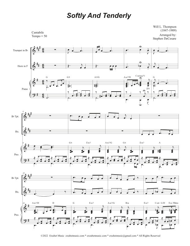 Softly And Tenderly (Duet for Bb-Trumpet and French Horn) (arr. Stephen DeCesare)