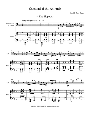 The Elephant from the Carnival of the Animals for Contrabass and Piano (arr. Doug Clyde)