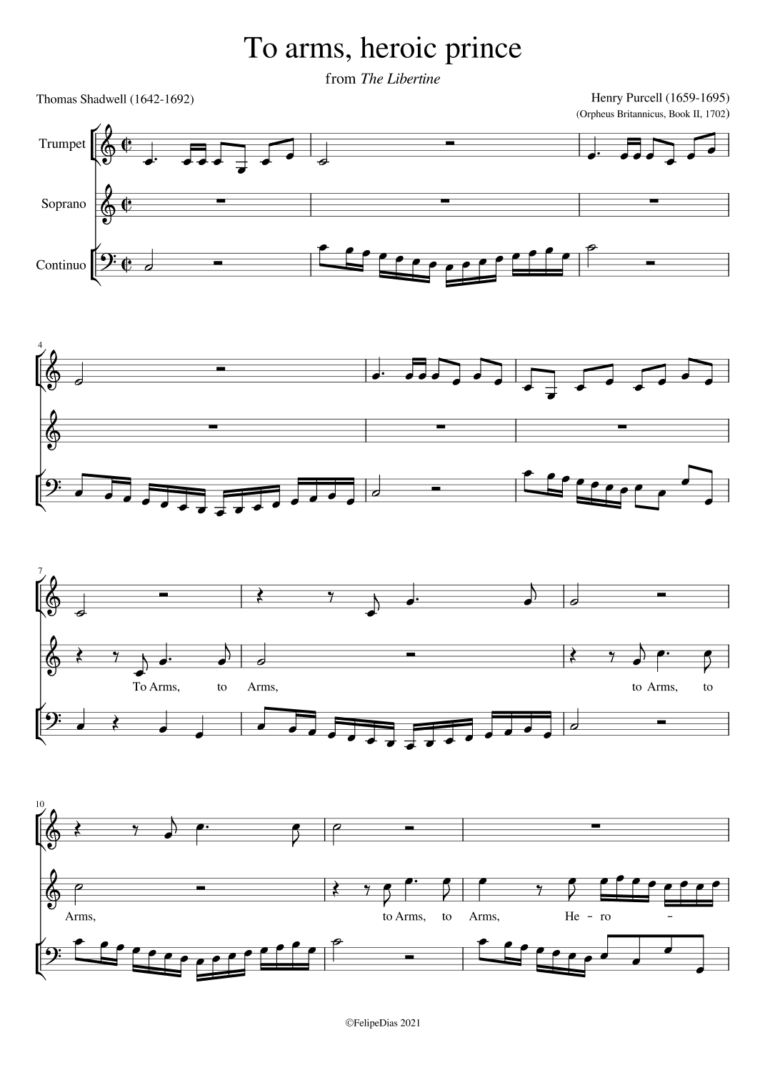 To Arms Heroic Prince (arr. Early Music Scores)