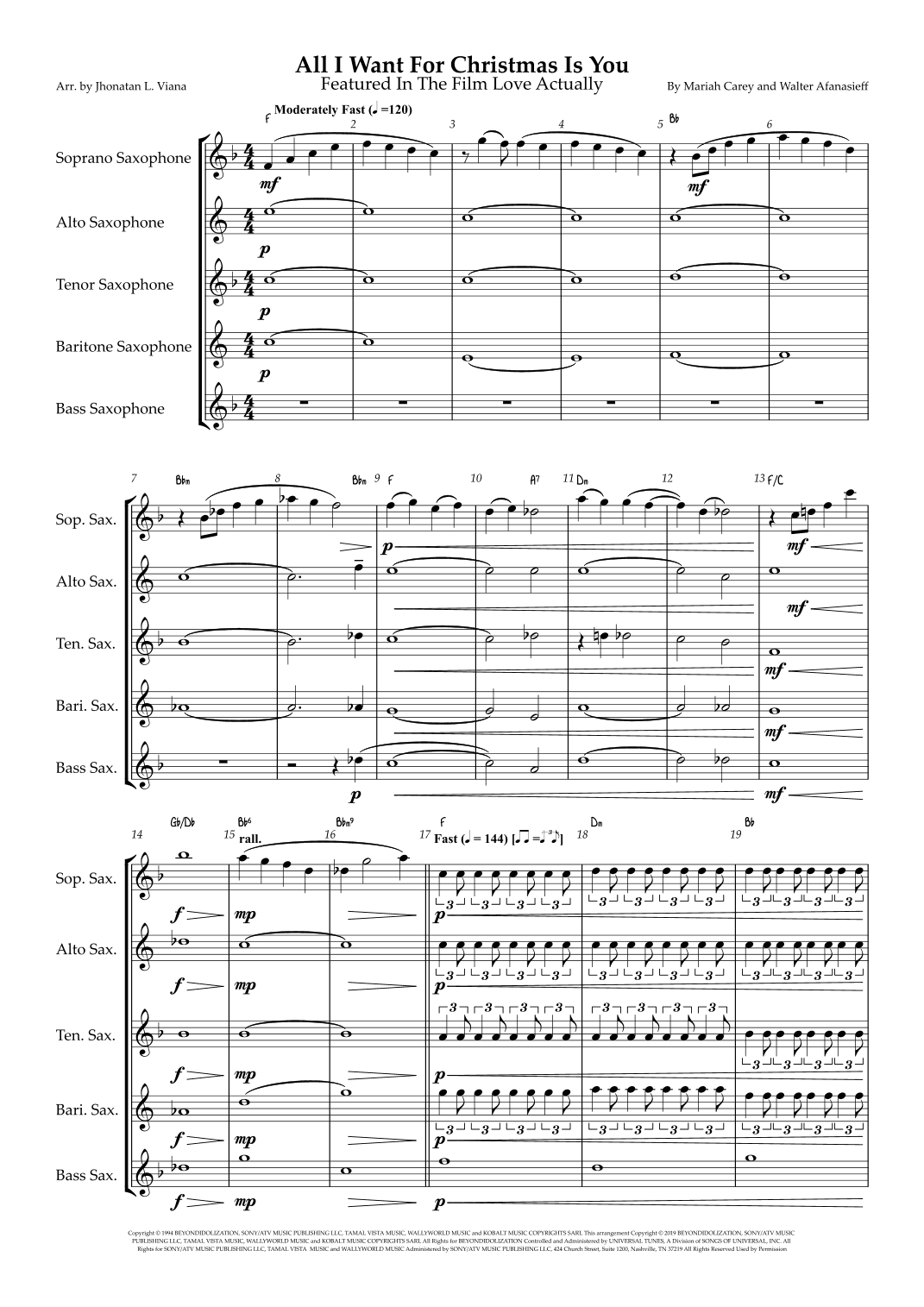 All I Want For Christmas Is You (arr. Jhonatan Lucio Viana)