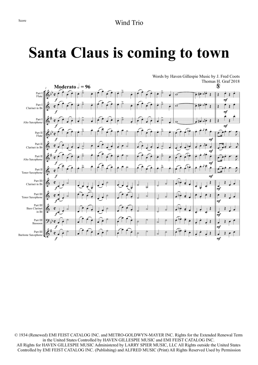 Santa Claus Is Comin' To Town (arr. Thomas Graf)