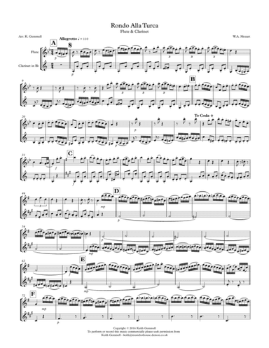 Rondo Alla Turca: Flute & Clarinet Duet (arr. Keith Gemmell)