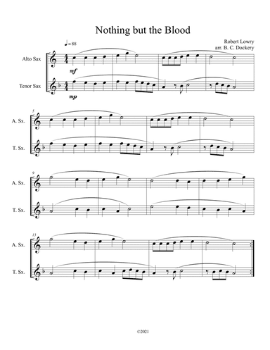 Nothing but the Blood (alto and tenor sax duet) (arr. B. C. Dockery)