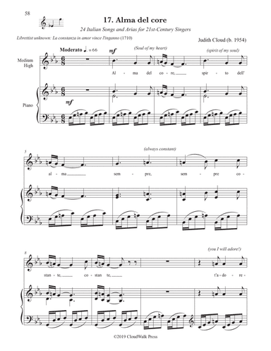 24 Italian Songs and Arias for 21st-Century Singers, No. 17 Alma del core