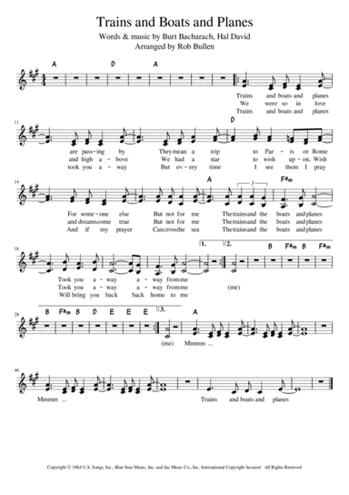 Trains And Boats And Planes (arr. Rob Bullen)