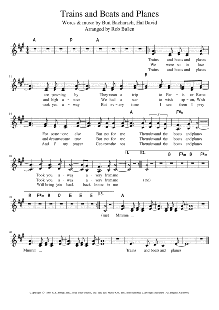 Trains And Boats And Planes (arr. Rob Bullen)