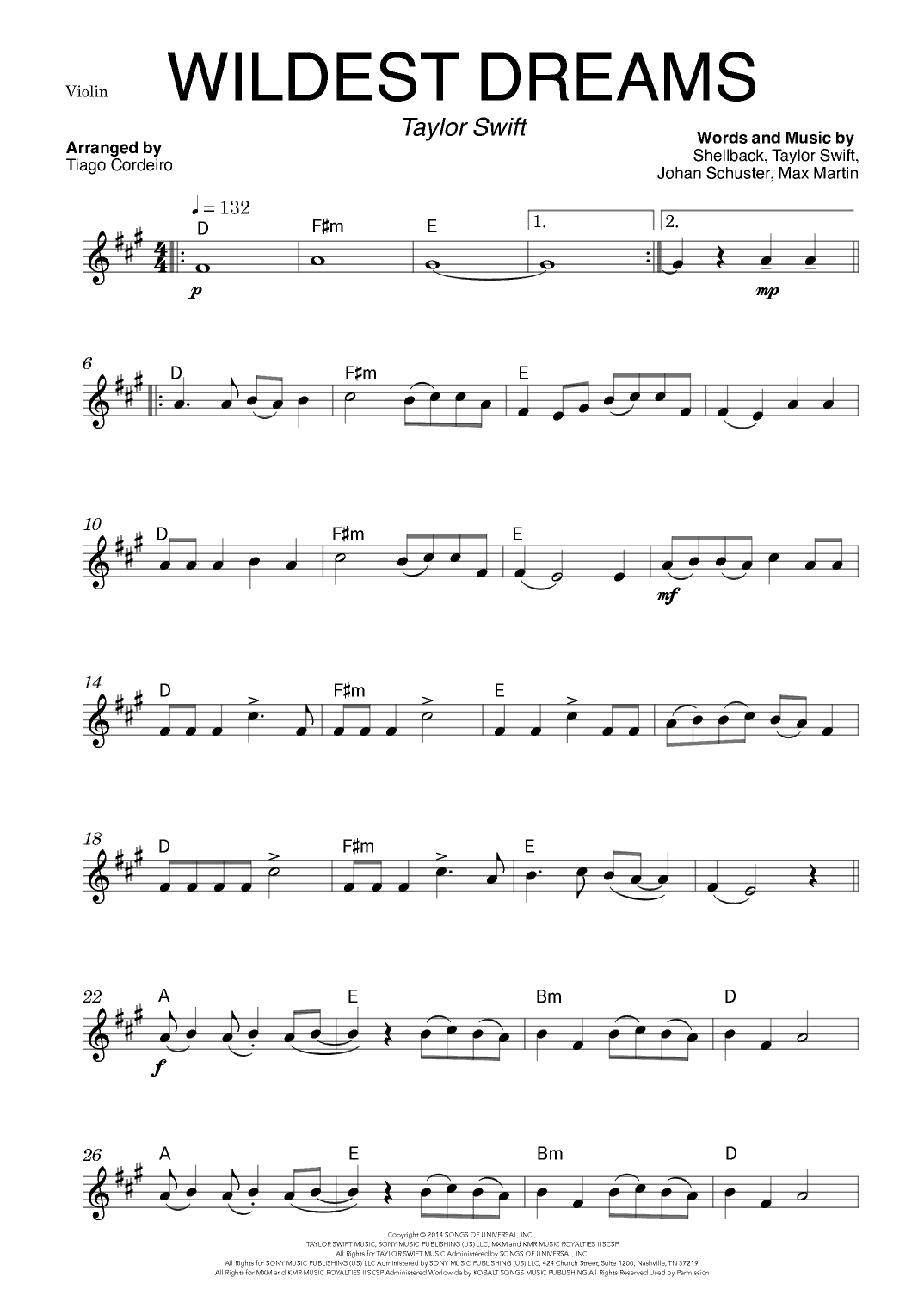 Wildest Dreams (arr. Tiago Cordeiro)