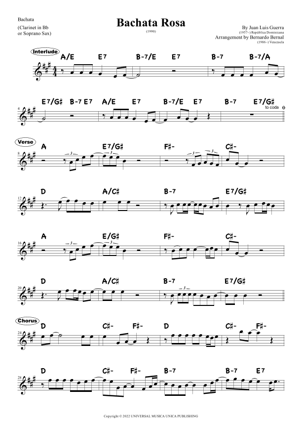 Bachata Rosa (arr. Bernardo Bernal Hidalgo)