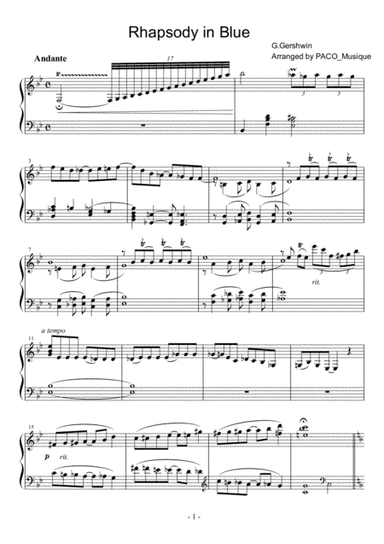 Rhapsody in blue Easy piano solo (arr. pacomusique)