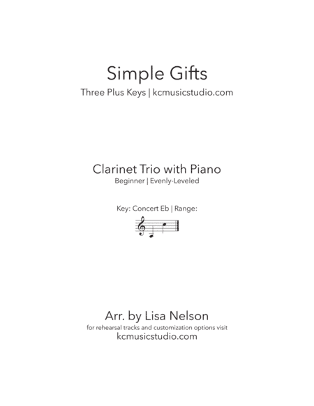Simple Gifts - Clarinet Trio with Piano Accompaniment (arr. Lisa Nelson)