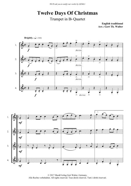 Twelve Days Of Christmas (arr. Gert Th. Walter)