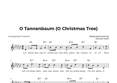 O Tannenbaum (O Christmas Tree) - Key of G-Flat Major (arr. R. Salvario)