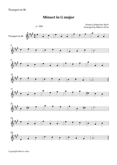 Minuet in G major - for Trumpet and Horn (arr. Márcio Silva)