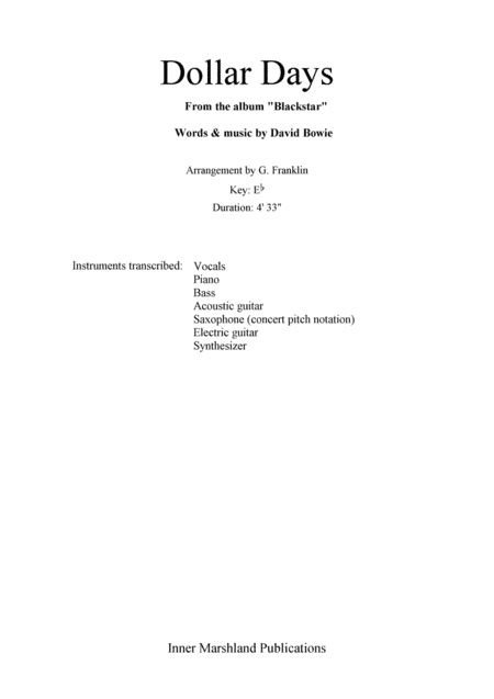 Dollar Days (arr. G. Franklin)