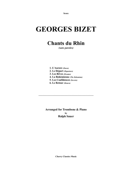 Chants du Rhin for Trombone and Piano (arr. Ralph Sauer)
