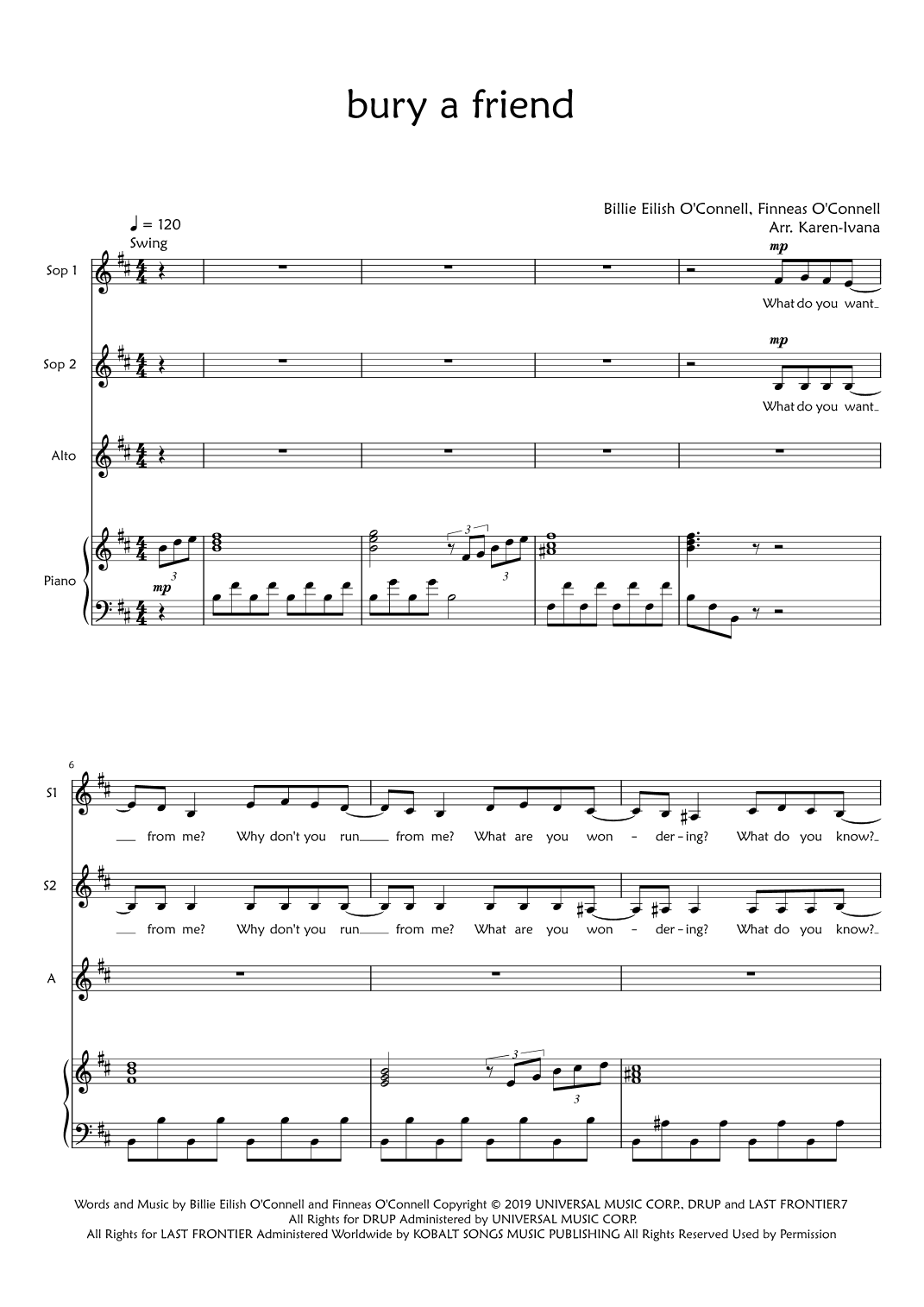 Bury A Friend (arr. Karen Ivana)