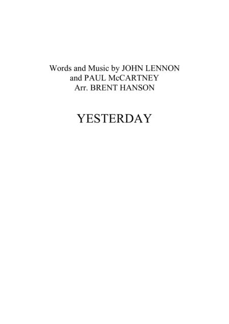 Yesterday (arr. Brent Hanson)