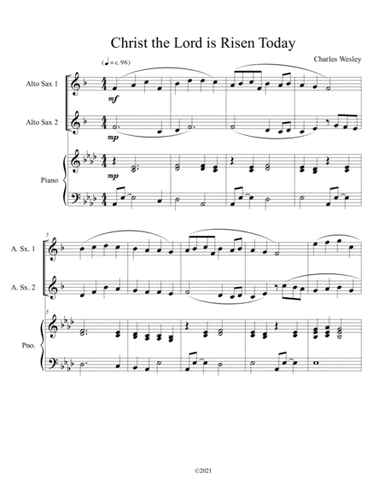 Christ the Lord is Risen Today (alto sax duet) with optional piano accompaniment (arr. B. C. Dockery)