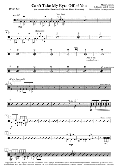 Can't Take My Eyes Off Of You (arr. Jan Angermüller)