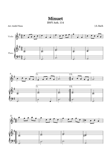 Minuet in G BWV Anh. 114 (arr. André Nusa)