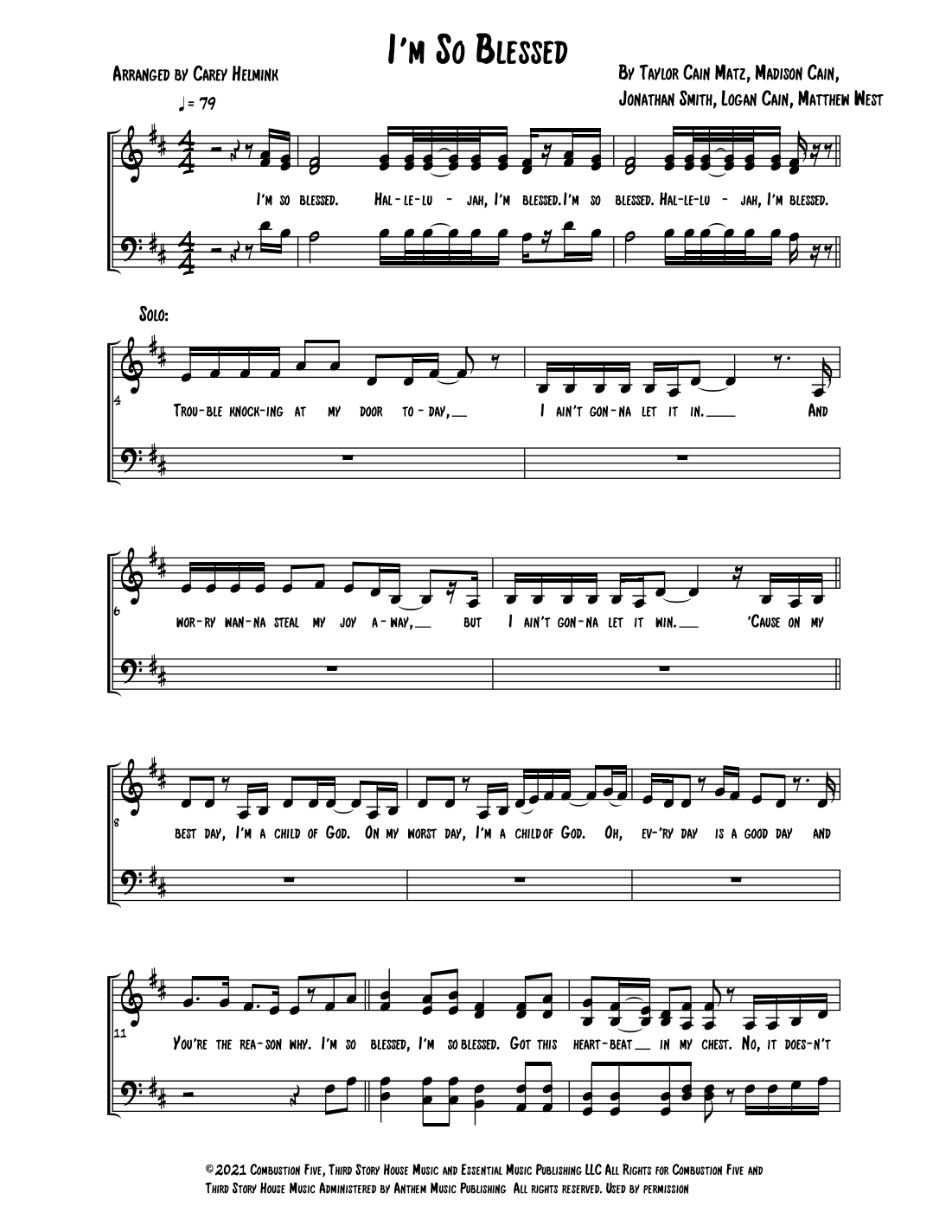 I'm So Blessed (arr. Carey Helmink)