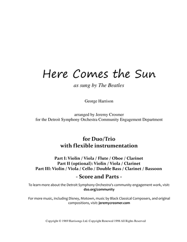 Here Comes The Sun (arr. Jeremy Crosmer)