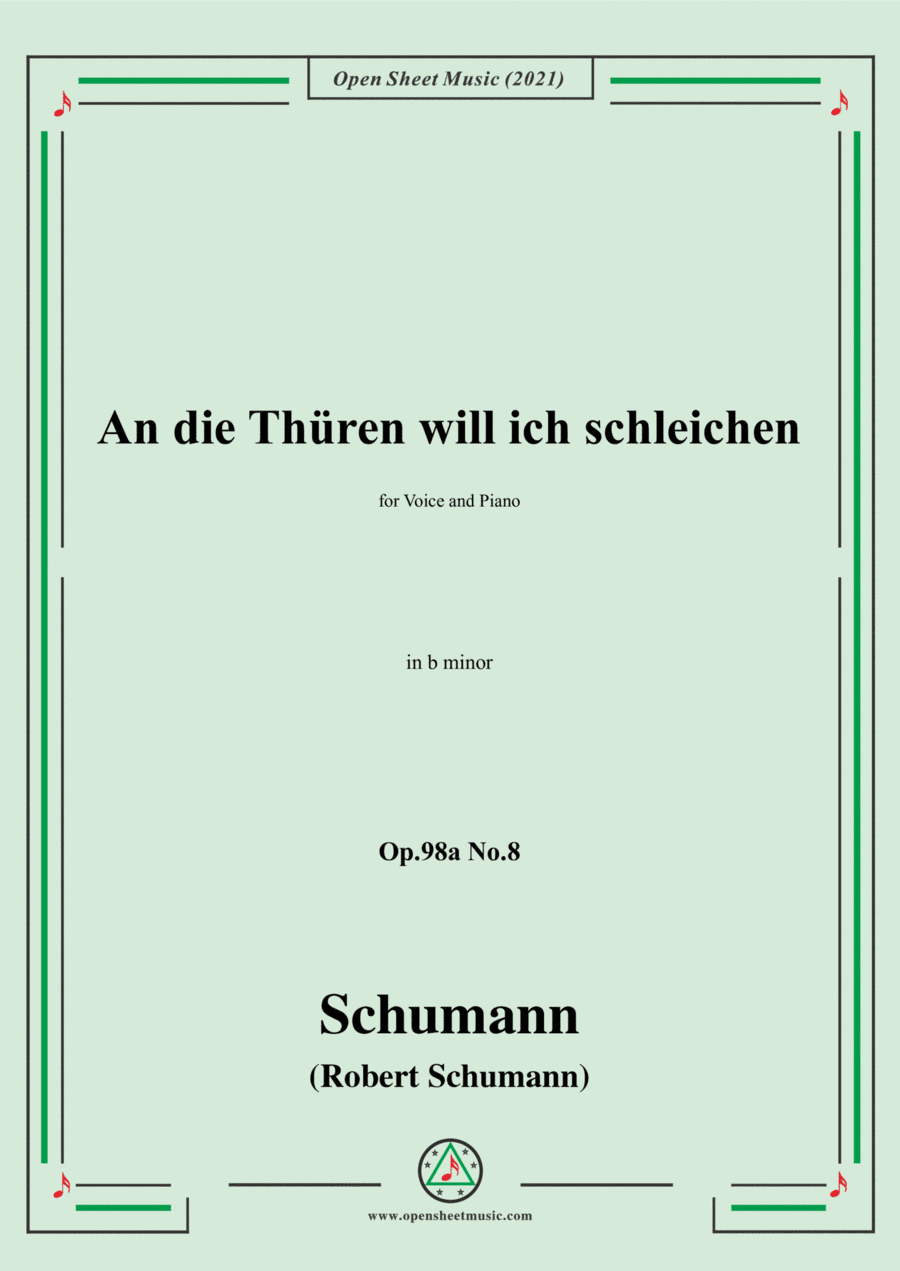 Schumann-An die Thuren will ich schleichen,Op.98a No.8,in b flat minor (arr. Open Cloud)