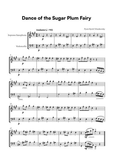 Tchaikovsky - Dance of the Sugar Plum Fairy (for Soprano Saxophone and Cello) (arr. Cadenza Editions)