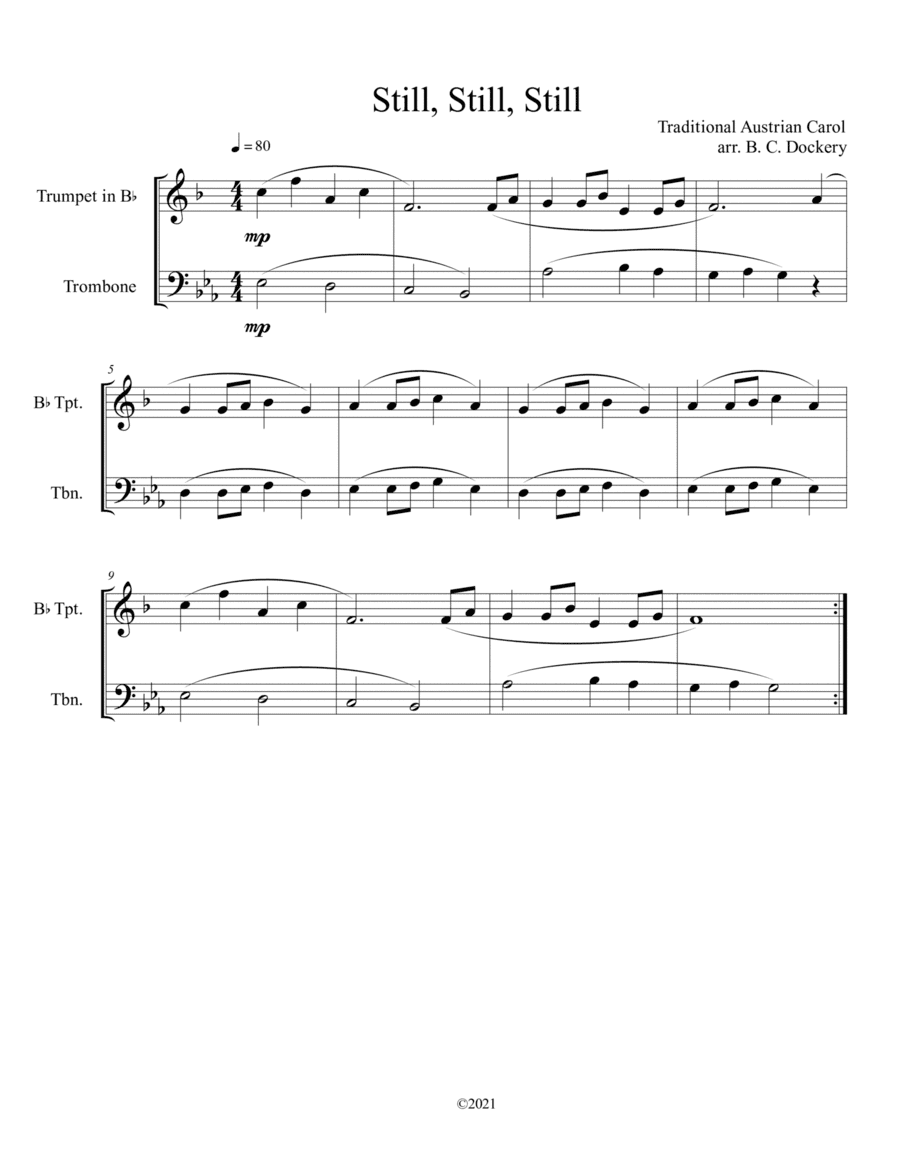 Still, Still, Still (Trumpet and Trombone Duet) (arr. B. C. Dockery)
