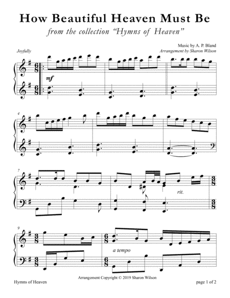 How Beautiful Heaven Must Be (LARGE PRINT Piano Solo) (arr. Sharon Wilson)