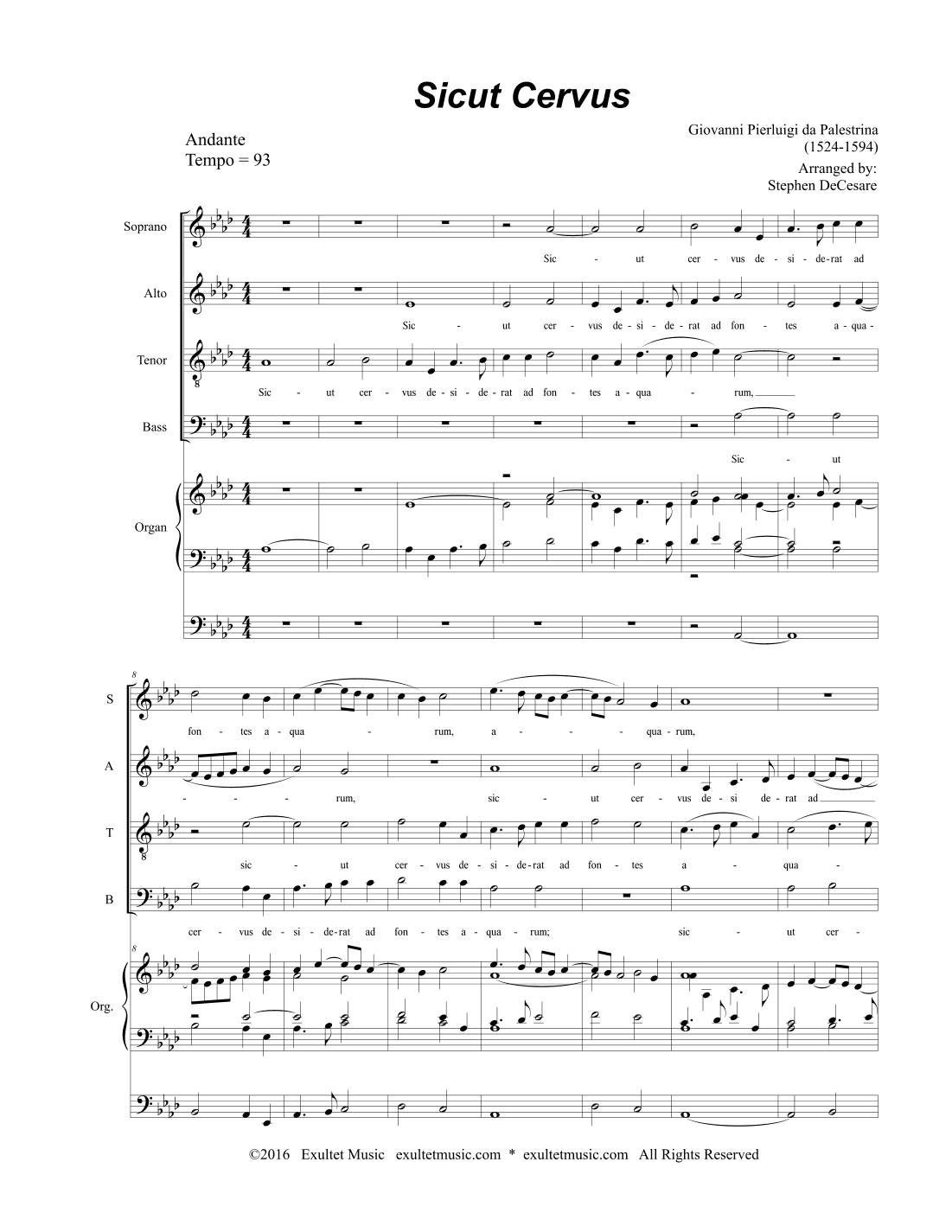 Sicut Cervus (SATB) (arr. Stephen DeCesare)