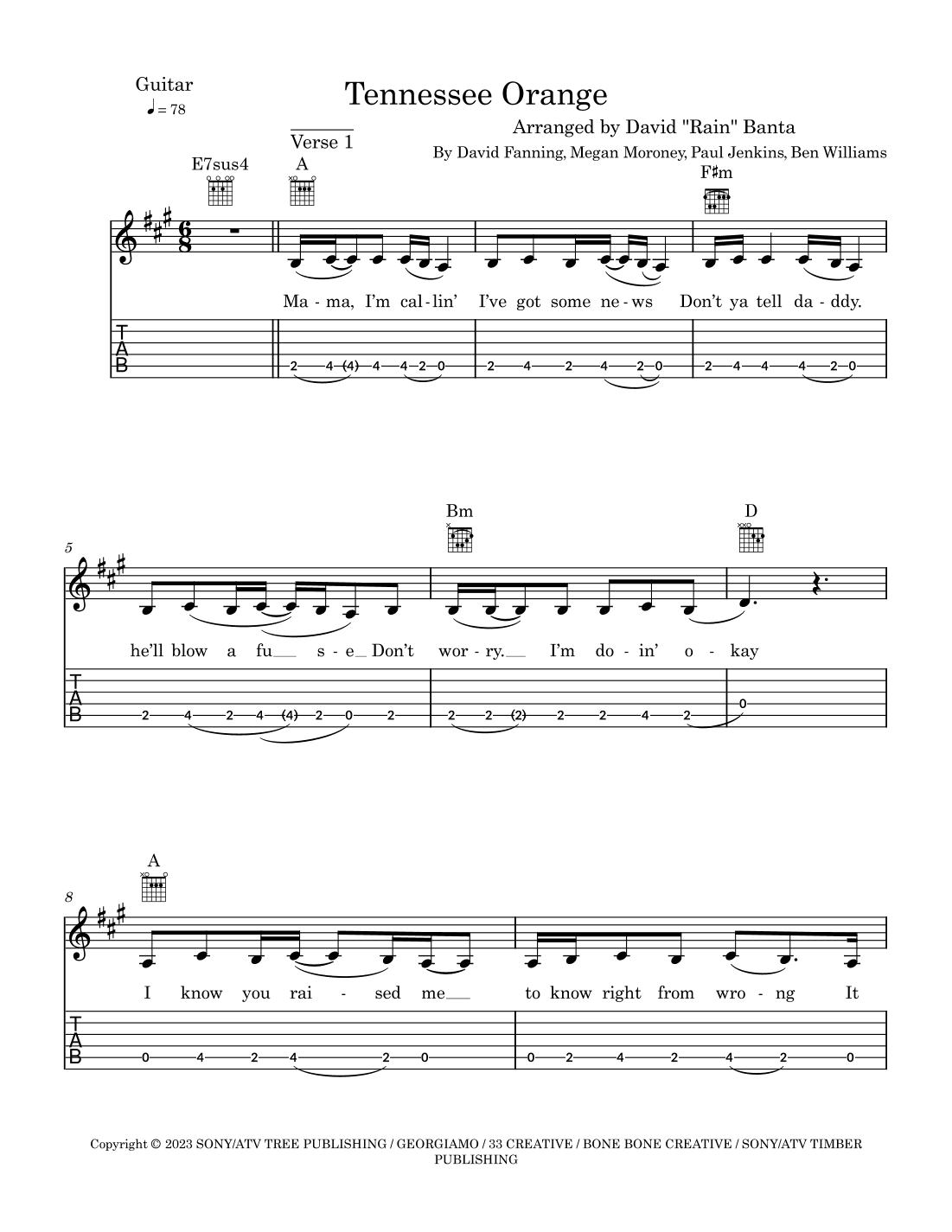 Tennessee Orange (arr. David "Rain" Banta)
