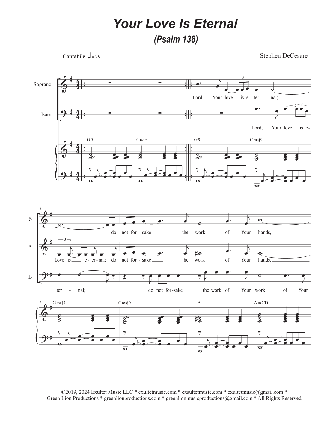 Your Love Is Eternal (Psalm 138) (SAB)