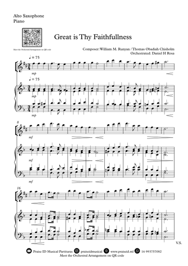 Great is Thy Faithfullness - Easy Alto Saxophone and Piano (arr. Daniel H Rosa)