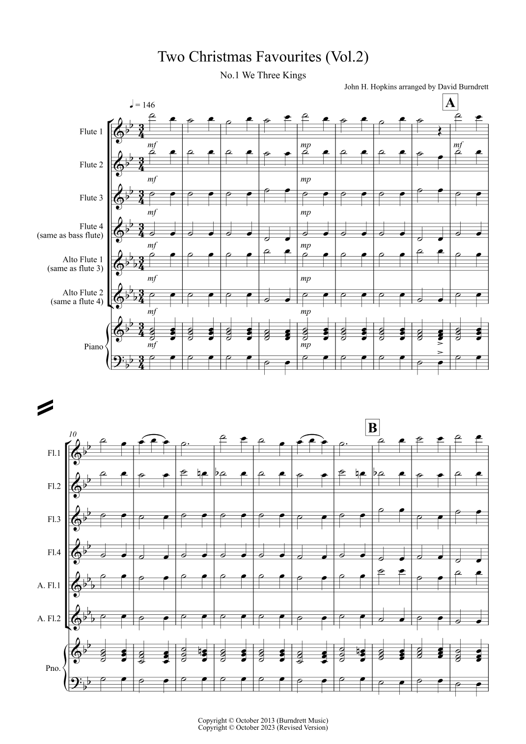 2 Christmas Favourites for Flute Quartet (volume two) (arr. David Burndrett)