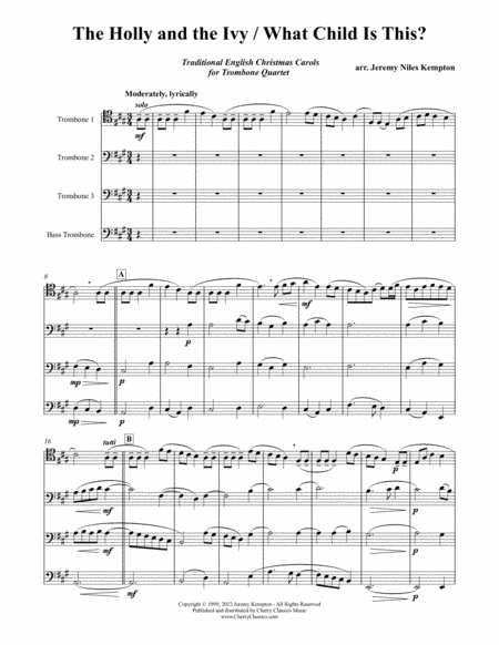 Holly and the Ivy and What Child Is This for Trombone Quartet (arr. Kempton, Jeremy)