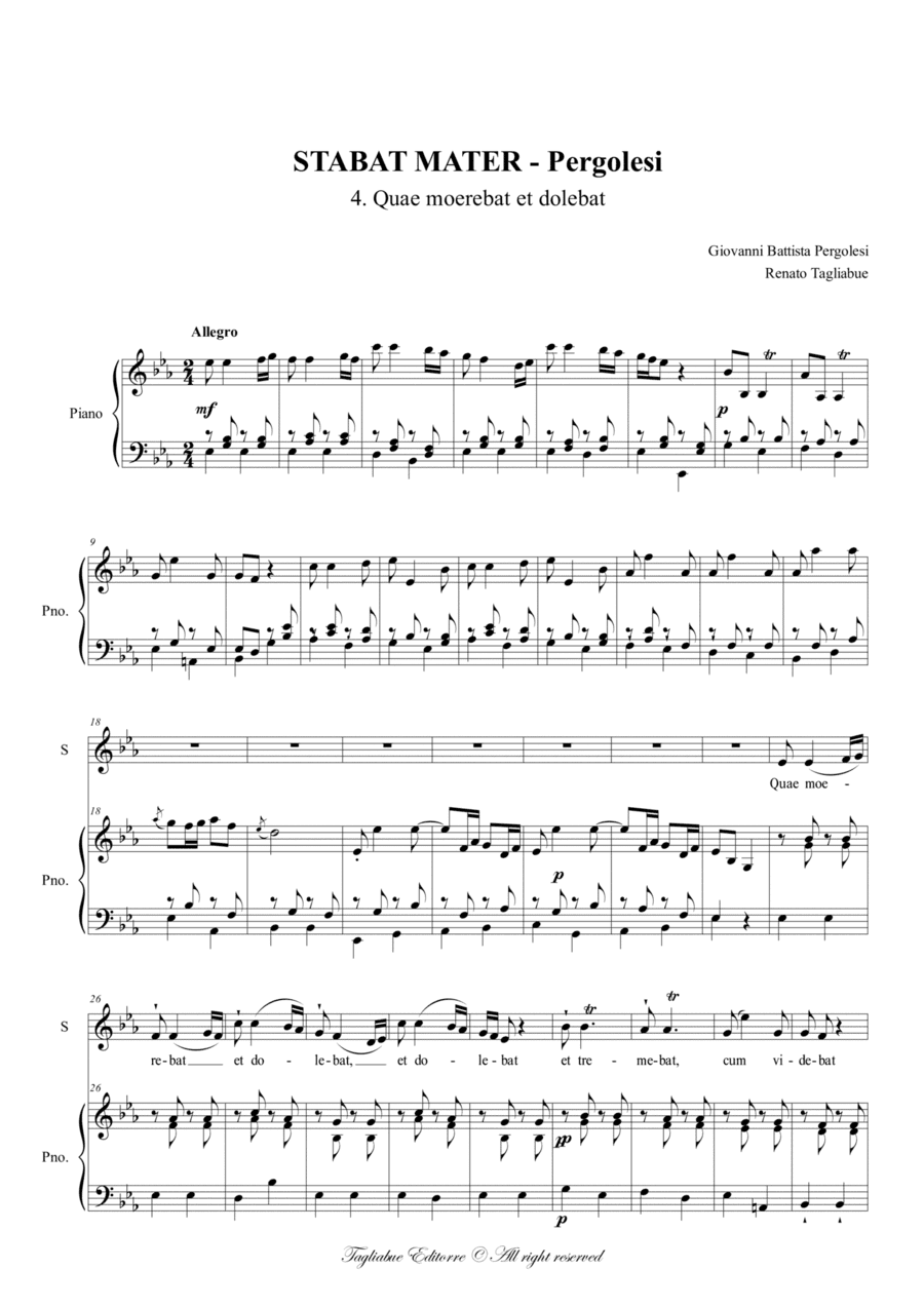 STABAT MATER - Pergolesi - 4.  Quae moerebat et dolebat - Arr. for Altoo and Organ (arr. Renato Tagliabue)