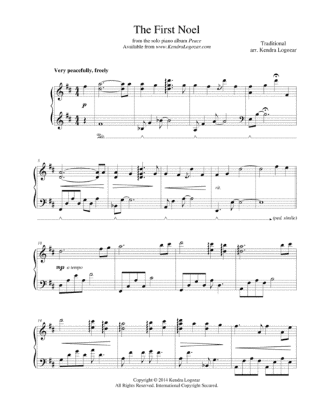The First Noel - Modern Christmas/Holiday Arrangement (arr. Kendra Logozar)