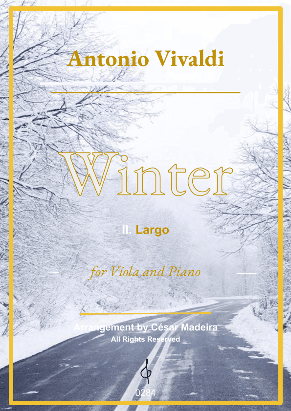 Winter by Vivaldi - Viola and Piano - II. Largo (Full Score and Parts) (arr. César Madeira)