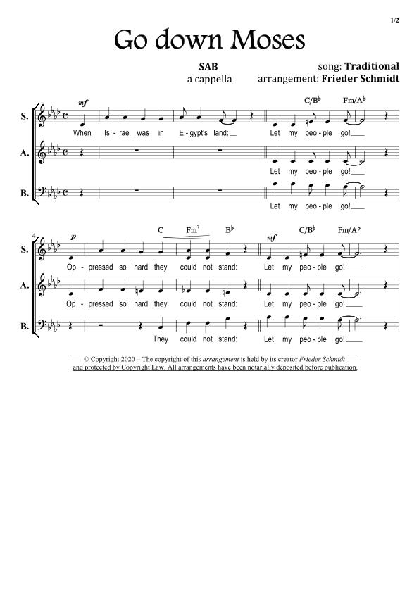 Go down Moses (arr. Frieder Schmidt)