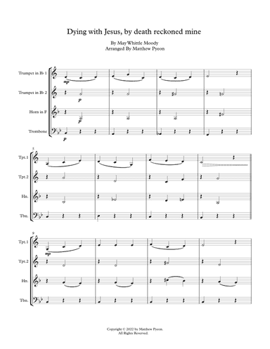 Dying with Jesus, by death reckoned mine (arr. Matthew pyeon)