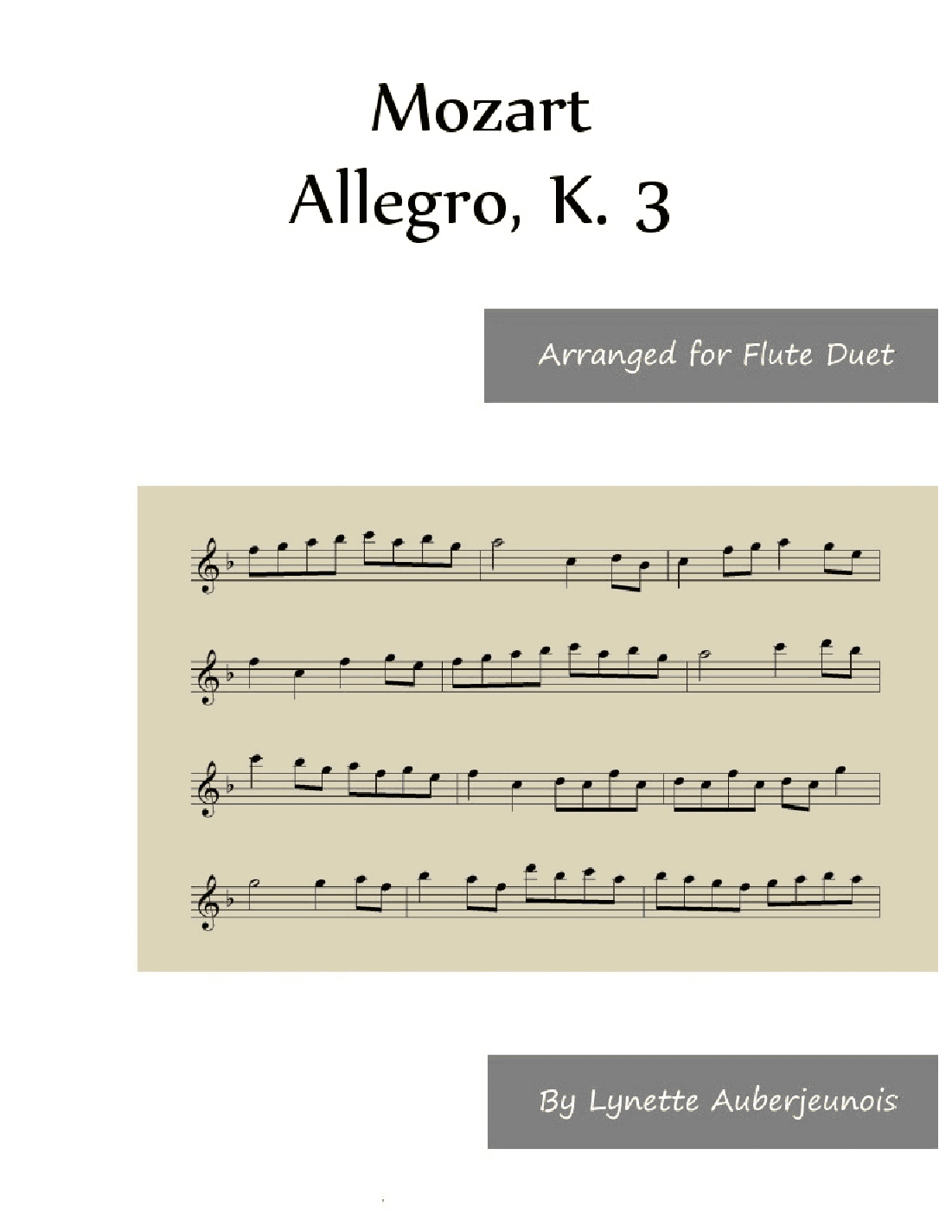 Allegro, K. 3 - Flute Duet (arr. Lynette Auberjeunois)