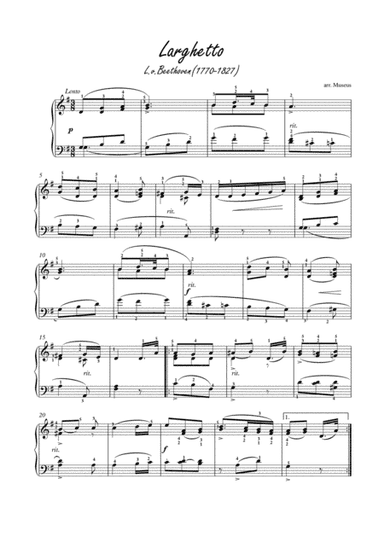 Larghetto by Beethoven for easy piano (arr. PianoSheetNow)