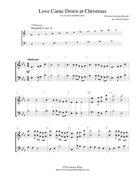 Love Came Down at Christmas - for 3-octave handbell choir (arr. Samuel Stokes)