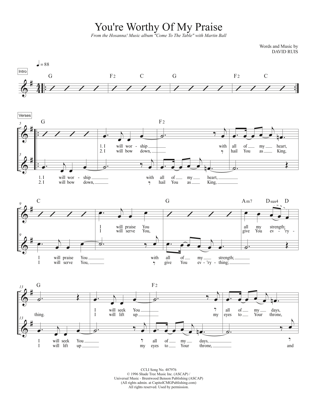 You're Worthy Of My Praise (arr. TraviSongs)