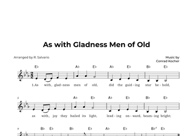As with Gladness Men of Old (Key of E-Flat Major) (arr. R. Salvario)