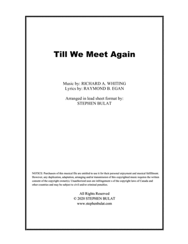 Till We Meet Again - Lead sheet (key of F) (arr. Stephen Bulat)