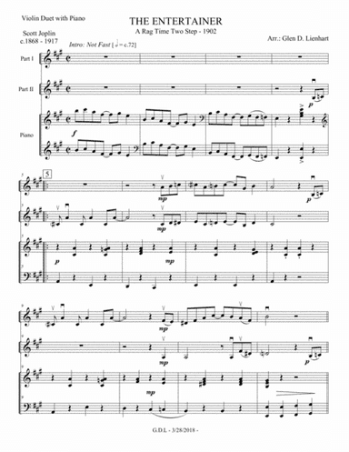 The Entertainer (String Duet) (arr. Glen D. Lienhart)